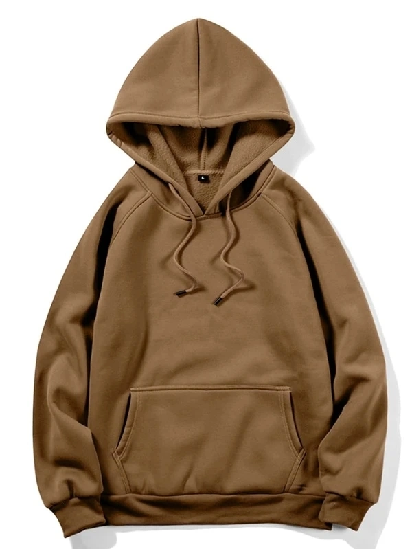 Custom Men&prime; S Clothing Fleece Casual Wear Hoody Coffee Brown Color Hoodies for Men Guys Solid Drawstring Kangaroo Pocket Hoodie