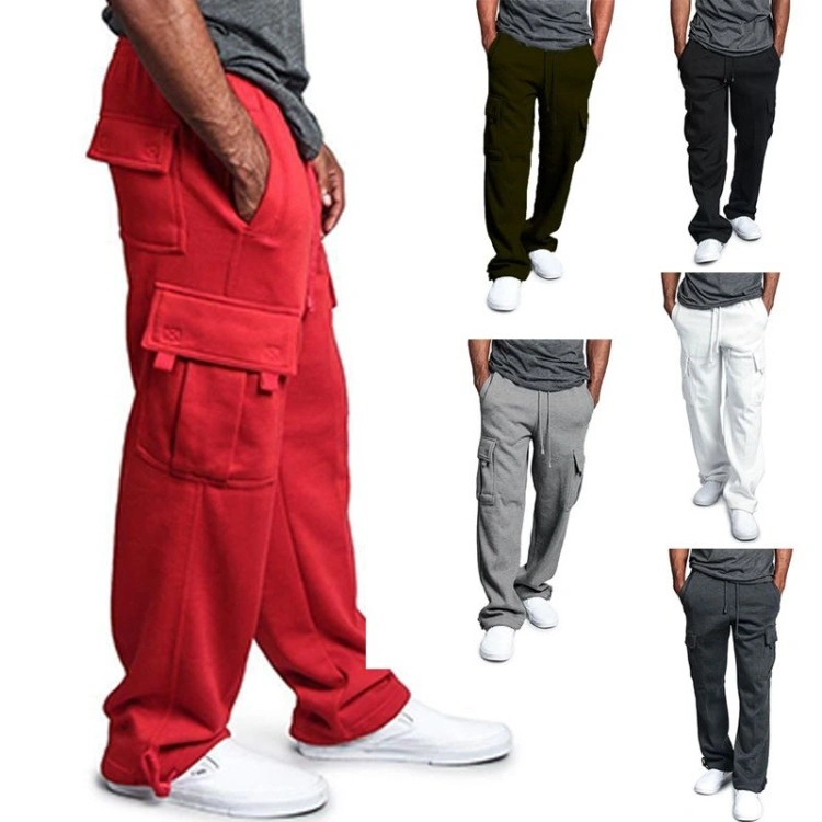 Men&prime;s Cargo Pants Casual Multi Pockets Pants Male Outwear Loose Straight Slacks Plus Size Long Trousers