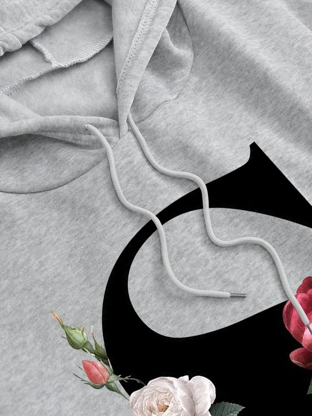 2022 New Design Letter &amp; Floral Print Kangaroo Pocket Drawstring Thermal Hoodie Women Hoodies with Drawstring Hood