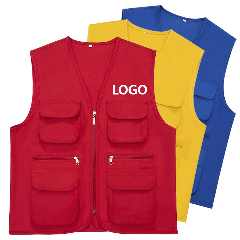 New Male Casual Summer Sleeveless Work Vest Men Classic Multi Pocket Photograph Waistcoat Uniform Customized Vest