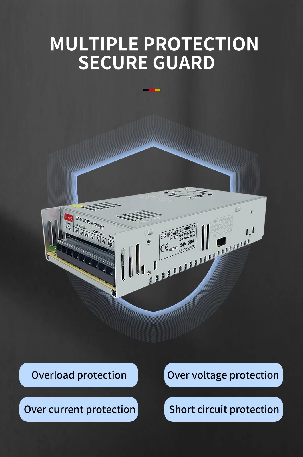 LED SMPS 24V20A 480W Switching Power Supply for LED Light