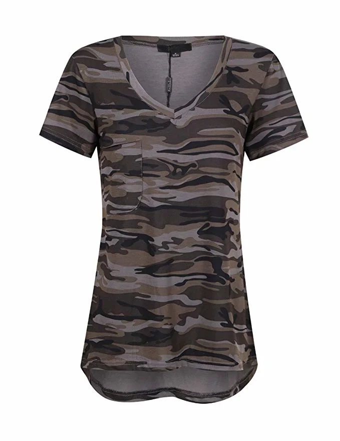 Custom Women&prime; S Camouflage T Shirt with Pocket