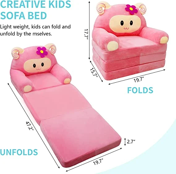 Children &prime; S Sofa Backrest Armchair Bed with Pocket and Handle