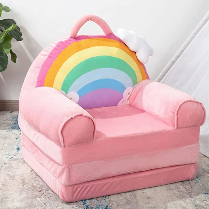 Children &prime; S Sofa Backrest Armchair Bed with Pocket and Handle