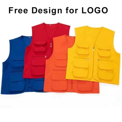 New Male Casual Summer Sleeveless Work Vest Men Classic Multi Pocket Photograph Waistcoat Uniform Customized Vest