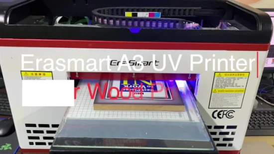 Erasmart A3 Small Desktop Business Card Plastic Bag Acrylic Bottle Phone Case Printing Inkjet Small Logo Flatbed UV Printer