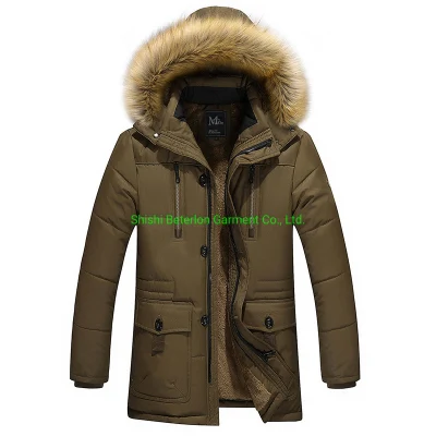 Men′s Outdoor Winter Coat Best Quality Nc Material Faux-Fur Hood